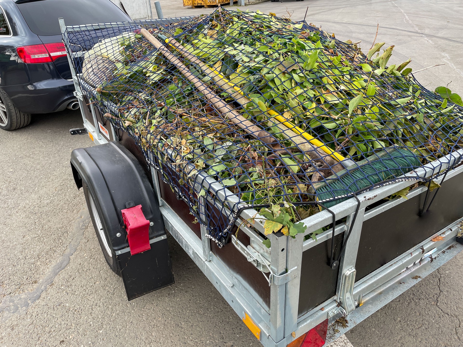 Trailer with green waste for recycling